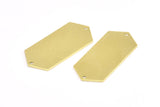 Brass Hexagon Blank, 12 Raw Brass Hexagon Stamping Blank Tag Charms With 2 Holes (36x16x0.80mm) Y005