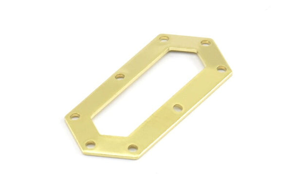 Brass Hexagon Blank, 12 Raw Brass Hexagon Charms, Pendants With 8 Holes (36x16x0.80mm) R049