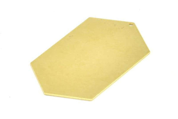 Brass Hexagon Blank, 4 Raw Brass Hexagon Stamping Blank Tag Charms With 1 Hole (54x32x0.80mm) Y258