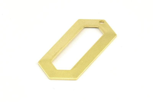 Brass Hexagon Blank, 12 Raw Brass Hexagon Charms, Pendants With 1 Hole (36x16x0.80mm) B0021