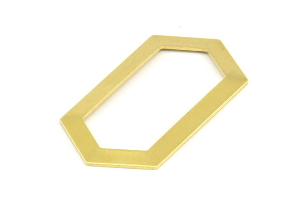 Brass Hexagon Blank, 12 Raw Brass Hexagon Charms, Pendants (45x24x0.80mm) D0355