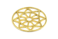 Brass Mandala Charm, 2 Raw Brass Textured Mandala Charms, Pendants, Findings (37mm) V096