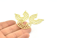 Brass Honeycomb Pendant, 4 Raw Brass Textured Honeycomb Pendants With 2 Loops, Earrings, Charms (32x29x1mm) V116