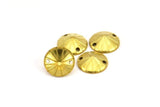 Brass Bead Cap, 50 Raw Brass Bead Caps with 2 Holes  (10mm) A0554