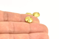 Brass Bead Cap, 50 Raw Brass Bead Caps with 2 Holes  (10mm) A0554