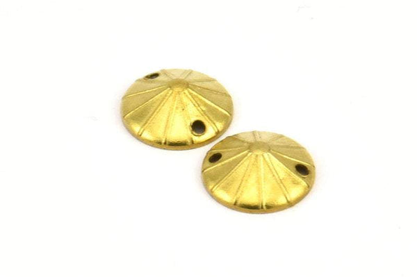 Brass Bead Cap, 50 Raw Brass Bead Caps with 2 Holes  (10mm) A0554