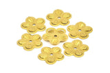 Brass Spacer Bead, 20 Raw Brass Flower Middle Hole Charms,spacer Bead, Pendant,findings (15mm)  Brs 434 A0239