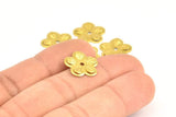 Brass Spacer Bead, 20 Raw Brass Flower Middle Hole Charms,spacer Bead, Pendant,findings (15mm)  Brs 434 A0239