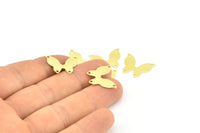 Brass Butterfly Connector, 50 Raw Brass Butterfly Connectors With 4 Holes, Charms, Earrings (19x15x0.40mm) B0298