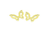 Brass Butterfly Connector, 50 Raw Brass Butterfly Connectors With 4 Holes, Charms, Earrings (15x12x0.40mm) B0302