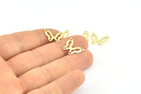 Brass Butterfly Connector, 50 Raw Brass Butterfly Connectors With 4 Holes, Charms, Earrings (15x12x0.40mm) B0302