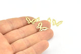 Brass Butterfly Connector, 50 Raw Brass Butterfly Connectors With 4 Holes, Charms, Earrings (15x12x0.40mm) B0302