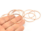 35mm Circle Connectors - 6 Rose Gold Plated Brass Circle Connectors (35x0.8x2mm) D0315 Q0688