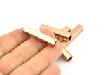 Geometric Tube Bead, 4 Rose Gold Plated Brass Square Tubes (32x6x6mm) Sq06 Brc281