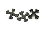 Bamboo X Letter, 3 Oxidized Brass Black Bamboo X Letter Alphabets, Initials, Uppercase, Rustic Style Letter Initial Pendants