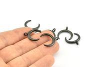 Black Moon Charms, 2 Oxidized Brass Black Crescent Moon Charms With 1 Loop, Pendants, Earrings, Findings (18x17.5mm) E094