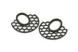 Black Honeycomb Pendant, 3 Oxidized Brass Black Honeycomb Pendant, Earrings, Charms (30x31mm) E652 S800