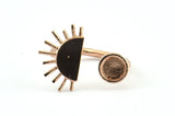 Rose Gold Ring Settings, 1 Rose Gold Plated  Brass Moon And Planet Ring With 1 Stone Setting - Pad Size 6mm R054 Q0605