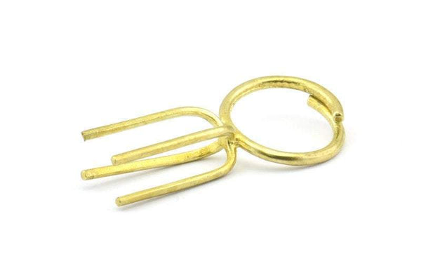 Claw Ring Settings, 150 Raw Brass Ring Blanks With 4 Claw For Natural Stones E634