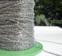 Silver Soldered Chain, 20 Meters - 66 Feet (1.5x2mm) Silver Tone Brass Soldered Chain - Y005 ( Z015 )