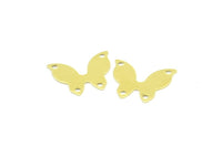 Brass Butterfly Connector, 50 Raw Brass Butterfly Connectors With 4 Holes, Charms, Earrings (15x12x0.40mm) B0299