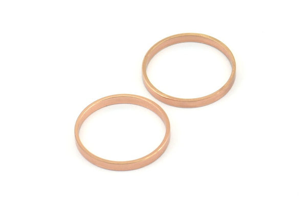 19mm Circle Connectors - 8 Rose Gold Plated Brass Circle Connectors (19x0.8x2mm) D0311 Q0657