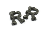 Bamboo R Letter, 3 Oxidized Brass Black Bamboo R Letter Alphabets, Initials, Uppercase, Rustic Style Letter Initial Pendants