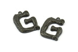 Bamboo G Letter, 3 Oxidized Brass Black Bamboo G Letter Alphabets, Initials, Uppercase, Rustic Style Letter Initial Pendants