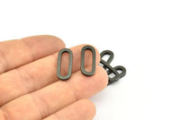 Black Oval Connector, 12 Oxidized Brass Black Oval Connectors, Charms, Findings (20x8x2mm) E004