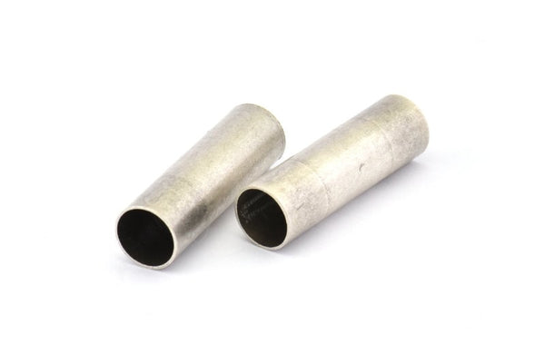 Industrial Long Tubes, 6 Antique Silver Plated Brass Industrial Long Tube Findings (30x9mm) Brc180--r027 H0688