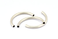 Noodle Curved Tubes - 10 Antique Silver Plated Brass Semi Circle Tubes (3.5x41mm) Bs 1631 H0684