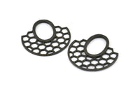 Black Honeycomb Pendant, 3 Oxidized Brass Black Honeycomb Pendant, Earrings, Charms (30x31mm) E652 S800