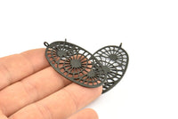 Black Ethnic Pendant, 2 Oxidized Brass Black Ethnic Pendants With 1 Loop, Earring Findings, Charms (45x25x1.1mm) E176 S806