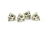 Silver Vendetta Mask, 2 Antique Silver Plated Brass Vendetta Bracelet Parts (14.5x13x11mm) N0425