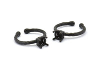 Adjustable Ring Settings - 4 Oxidized Brass Black 4 Claw Ring Blanks - Pad Size 6mm N0318