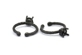 Adjustable Ring Settings - 4 Oxidized Brass Black 4 Claw Ring Blanks - Pad Size 6mm N0318