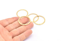 Brass Circle Charm, 12 Raw Brass Circle Connectors With 4 Holes, Earrings, Findings (30x1mm) D865