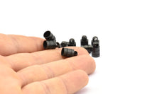 Black Chain End, 12 Oxidized Brass Black End Cap, Cord Tip, 5mm Cord End - (6x11mm) B0018 S842