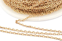 Brass Link Chain, 20 Meters - 66 Feet Raw Brass Soldered Chain (1.5x2.3mm) Z176