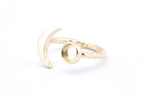 Gold Ring Settings, 8K Gold Moon And Planet Ring With 1 Stone Setting - Pad Size 6mm