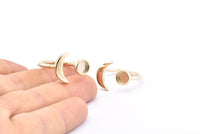 Gold Ring Settings, 8K Gold Moon And Planet Ring With 1 Stone Setting - Pad Size 6mm