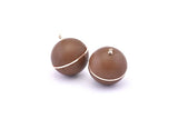 Brass Ball Charm, 2 Lamb Leather Covered Brass Ball Connectors With 1 Loop, Earrings, Pendants, Findings (29x25mm) B35