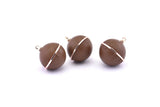 Brass Ball Charm, 2 Lamb Leather Covered Brass Ball Connectors With 1 Loop, Earrings, Pendants, Findings (29x25mm) B35