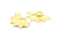 Brass Badge Charm, 2 Raw Brass Rosette Charm Pendants, Earrings, Findings (33x21mm) N0786