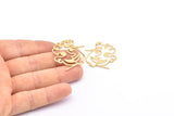 Brass Face Charms, 12 Raw Brass Face Charms With 1 Loop, Earrings, Pendants (32x31x1mm) D0833