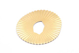 Brass Grooved Disc, 4 Raw Brass Grooved Disc Charms Without Hole, Pendants, Findings (42x38x0.50mm) D887