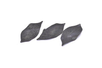 Black Leaf Charm, 6 Oxidized Black Brass Textured Leaf Charms With 1 Hole, Earrings (53x23x0.40mm) D0575 S884