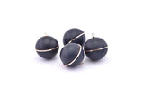 Brass Ball Charm, 2 Lamb Leather Covered Brass Ball Connectors With 1 Loop, Earrings, Pendants, Findings (28x26mm) B30