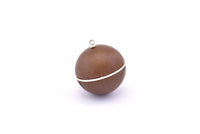 Brass Ball Charm, 2 Lamb Leather Covered Brass Ball Connectors With 1 Loop, Earrings, Pendants, Findings (29x25mm) B35