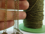 Antique Bronze Chain, 1 Meter - 3.3 Feet (1.5x2mm) Antique Bronze Tone Brass Soldered Chain - Y006